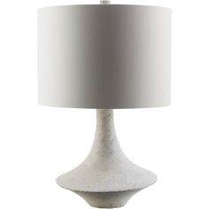 a white table lamp with a grey shade