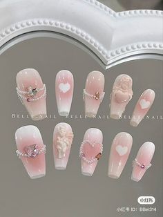 Desain Salon Kuku, Occasion Nails, Almond Press On Nails, Kawaii Nail Art, Pedicure Manicure, Acrylic Press On Nails