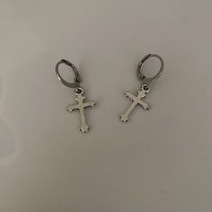 Mini Cross earrings on silver hoops Uk postage is £1 1st class postage is £2 International postage is available 💌 Cross Piercings, Little Hoop Earrings, Silver Cross Earrings, Cross Earring, Gothic Jewellery, Mini Cross, Earrings Cute, Star Jewelry, Cross Earrings