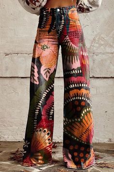 Casual Wide Leg Pants, Vacation Wear, Unique Clothing, Type Of Pants, Women Pants Casual, Unique Print, Leg Pants, Wide Leg Pants, Fitness Fashion