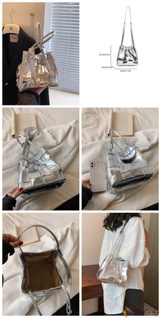 BirdinBag - Stylish Silver PU Leather Crossbody Bucket Bag - Versatile – birdinbag Bag Bag, Mini Fashion, Chic Design, Leather Crossbody, Bucket Bag, Pu Leather, Leather, Silver, Pattern