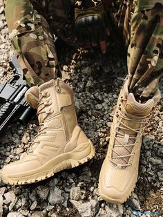 OrcaJump - Outdoor Mountaineer Boots - Durable and Breathable Hiking Boots for Camping and Hiking Military Lace-up Boots For Outdoor Activities, Khaki Combat Style Lace-up Hiking Boots, Adventure Boots With Reinforced Toe, Fall Moto Boots For Outdoor Work With Round Toe, Fall Hiking Boots With Steel Toe, Fall Steel Toe Hiking Boots, Fall Adventure Boots With Round Toe, Wear-resistant Khaki Boots For Outdoor Work, Military Style Leather Boots For Outdoor