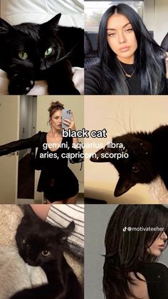 a collage of photos with black cats