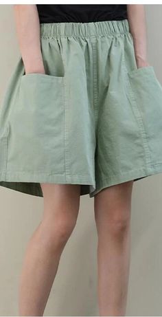 Red Cotton Linen Summer Women Shorts Wide Leg Shorts With Built-in Shorts, Green Cotton Bottoms With Built-in Shorts, Summer Baggy Solid Color Bottoms, Baggy Solid Color Summer Bottoms, Trendy Short Length Solid Color Pants, Solid Color Cotton Shorts, Solid Color Cotton Knee-length Shorts, Trendy Wide Leg Shorts In Solid Color, Trendy Wide Leg Shorts