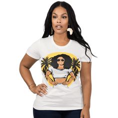 Sunset Goddess Shirt - Izzy & Liv Girl Illustration, Bring The Heat, Raise Your Hand, Girls Illustration, You Know It, Black Artists, Summer Months, Skin Care Essentials, The Heat