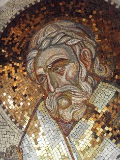 the mosaic portrait of jesus is shown in this image