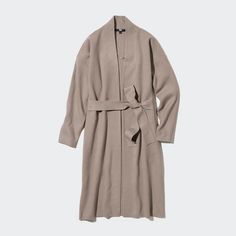 Souffle Yarn Belted Knitted Coat (Women) | UNIQLO US Belted Coat, Knitted Coat, Women's Coats & Jackets, High Collar, Uniqlo, Simple Designs, Parka, Duster Coat, Coats For Women