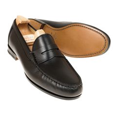 PENNY LOAFERS IN BLACK NUOVO CALF Timeless Black Slip-on Moccasins, Black Plain Toe Loafers With Leather Sole, Timeless Black Slip-on Loafers, Black Almond Toe Loafers With Leather Sole, Black Round Toe Moccasins For Galas, Black Slip-on Calf Leather Oxfords, Black Closed Toe Leather Shoes For Galas, Black Leather-lined Round Toe Loafers, Classic Black Dress Shoes With Flat Heel