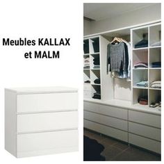 an image of a closet with clothes on it and the words meubles kallax et malm