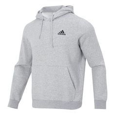 adidas Fleece Logo Hoodie 'Grey' H12213 Athletic Heather Fleece Sweatshirt For Sportswear, Athletic Heather Fleece Sportswear Sweatshirt, Athletic Heather Sweatshirt For Winter Sports, Winter Sports Athletic Heather Sweatshirt, Winter Sports Sweatshirt In Athletic Heather, Athletic Heather Fleece Sweatshirt For Sports Season, Athletic Heather Fleece Hoodie For Winter, Gray Fleece Sweatshirt For Sports, Winter Athletic Heather Fleece Hoodie