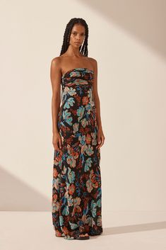 Flotte Silk Ruched Bodice Maxi Dress | Black/Multi | Dresses | Shona Joy – Shona Joy International Multi Dress, Shona Joy, Guest Attire, Maxi Dress Black, Strapless Maxi, Maxi Dress Online, Ruched Bodice, Strapless Maxi Dress, Midi Maxi Dress