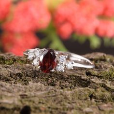 "925 sterling silver dainty art deco garnet engagement ring, Antique style oval cut garnet promise ring for her, Ring gift for girlfriend WE OFFER UNLIMITED PERIOD INSTALLMENTS PLAN This is a beautiful, stunning, feminine ring that works well for all occasions, styles, and ages. You will love it! Ring information Main stone: Garnet Approximate size: 6x4mm Accent stones: White cubic zirconia Approximate size: 2.0mm (6 stones) Metal type: Silver Metal stamp: 925 Sterling SIlver Customization / Rep Elegant Garnet Birthstone Ring, White Gold Garnet Jewelry For Promise Ring, Elegant Lab-created Ruby Promise Ring Jewelry, Elegant Lab-created Ruby Jewelry For Promise Ring, Elegant Round Cut Garnet Jewelry, Elegant Oval Garnet Birthstone Ring, White Gold Garnet Jewelry For Wedding, Dainty Garnet Jewelry For Anniversary, Elegant Lab-created Ruby Birthstone Ring