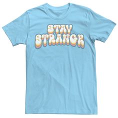 Enjoy a vintage vibe in this men's Stay Strange retro tee. Enjoy a vintage vibe in this men's Stay Strange retro tee. Crewneck Short sleevesFABRIC & CARE Cotton Machine wash Imported Color: Light Blue. Gender: male. Age Group: adult. Retro Tri-blend Crew Neck T-shirt, Light Blue Crew Neck T-shirt With Text Print, Vintage T-shirt With Retro Print And Relaxed Fit, Blue Vintage T-shirt With Relaxed Fit, Retro Crew Neck T-shirt With Screen Print, Retro Crew Neck T-shirt With Letter Print, Vintage Screen Print T-shirt, Retro Text Print T-shirt For Streetwear, Retro Blue Tops With Letter Print