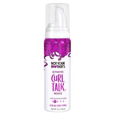 Are you looking for curly hairstyles that hold their shape and move freely? Not Your Mother's Curl Talk Activating Mousse is every curly girl's go-to for achieving that perfect balance of having defined, enhanced curls with a lightweight and touchable hold. This mini curl-activating styling mousse delivers a boost of frizz control and moisture, adds definition and volume, and enhances your curls for curls that move freely while holding their shape. The travel size mousse for hair is safe for nat Best Curl Mousse, Travel Size Hair Products, Curly Hair Supplies, Best Mouse For Curly Hair, Mousse Curly Hair, Mousse For Hair, Curly Hair Routine Products, Bathroom Wishlist, Mousse Hair