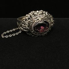 Ornate Formal Bangle Jewelry, Ornate Bangle For Formal Occasions, Victorian Metal Bangle Jewelry, Elegant Metal Cuff Bracelet With Gemstone, Vintage Gemstone Jewelry For Evening, Antique Handmade Purple Jewelry, Handmade Antique Purple Jewelry, Vintage Purple Metal Bracelets, Antique Purple Bracelets For Formal Occasions