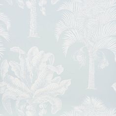 a white wallpaper with palm trees on it