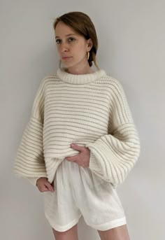 Shop our in-house sweater collection for the upcoming season! The Romy Knitted Alpaca Balloon Sweater is soft to the touch and comes in additional colors. Balloon Sweater, House Products, Balloon Sleeve Sweater, Lauren Manoogian, Knit Alpaca, Sweater Collection, Line Shopping, Baby Alpaca, Sweater Making