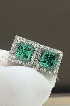 2 Carat Moissanite Square Stud Earrings LOVCIA Gia Certified Green Diamond Earrings For Anniversary, Green Diamond Halo Design Earrings, Modern Green Earrings For Anniversary, Emerald Cut Moissanite Earrings For Formal Events, Emerald Cut Moissanite Earrings For Formal Occasions, Formal Emerald Cut Moissanite Earrings, Stones Craft, Square Stud Earrings, Picture Style