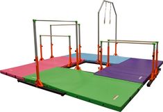 an exercise mat with parallel bars on the top and bottom, for children to use