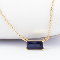 Sapphire rectangle necklace, Blue Sapphire , gold necklace, necklaces for women, Sapphire jewelry, Blue Minimalist Rectangular Pendant Jewelry, Minimalist Blue Necklace With Rectangular Pendant, Modern Blue Rectangular Necklace, Blue Necklace With Rectangular Stone For Gift, Blue Necklaces With Rectangular Stone For Gift, Sapphire Gold Necklace, Baguette Necklace, Rectangle Necklace, White Opal Ring