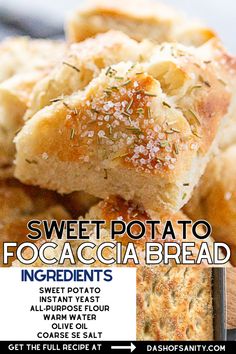 collage image with ingredients focaccia bread