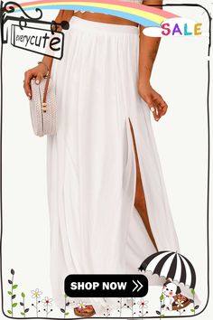 White High Waist Maxi Skirt with Split High Waist Maxi Skirt, Skirt With Split, High Waisted Maxi Skirt, Petticoat, Womens Bottoms, Maxi Skirt, High Waist, Split, Shop Now