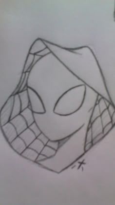 a drawing of a spiderman's mask on a piece of paper