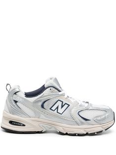 silver-tone logo patch to the side pull-tab at the heel front lace-up fastening panelled design round toe branded insole chunky rubber sole New Balance Sneakers, Trending Sneakers, Sneakers Grey, Chunky Sneakers, Sneaker Brands, New Balance Sneaker, Who What Wear, Sneakers White, Womens Shoes Sneakers