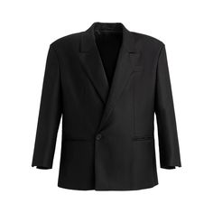 Black Structured Jacket With Padded Shoulders - chiclara Structured Black Business Blazer, Black Single Breasted Outerwear For Business Meetings, Modern Black Blazer For Business, Modern Black Business Blazer, Black Outerwear With Suit Collar For Business Meetings, Classic Black Career Blazer, Classic Black Outerwear For Business Meetings, Classic Black Blazer For Business Meetings, Classic Solid Blazer For Business Meetings