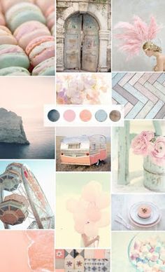 the collage is filled with pastel colors