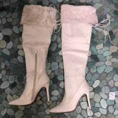 Taupe Color, Size 6, Brand New Never Been Worn Long Boot Heels, Dollette Shoes, Long Boots With Heels, Long Heels, 2000s Shoes, Thrift Manifestation, 2000s Outfit, Fancy Heels, Nude High Heels