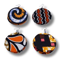 These vibrant authentic African hand-crafted earrings are the perfect addition to your wardrobe and perfect unique gift for her! Size: 3.2" Color: Multicolor Shape: Round Material: African Ankara fabric with hypoallergenic silver earring hooks. Due to screen resolution, color may appear different than the actual product. Fabric patterns may not look identical due to variances in fabric prints. Each pair may look slightly different from the one pictured, which gives you unique custom beautiful earrings hand-crafted just for you! check out our shop for more African inspired fashion and accessories. https://www.etsy.com/your/shops/NicolorByNicole/ follow us on Instagram for fun behind the scenes! https://www.instagram.com/nicolorfulness/ Thank you for visiting NicolorByNicole. If you have any African Inspired Earrings, Ankara Earrings, African Gifts, Crafted Earrings, Wholesale Earrings, Rare Gifts, African Earrings, Friend Jewelry, Best Friend Jewelry