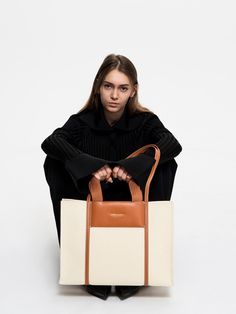 Cognac Shalia Canvas Tote Bag - CHARLES & KEITH US Belted Blazer, Charles Keith, Travel Light, Branded Bags, Canvas Tote Bag, Canvas Tote, Cognac, Handles, Midi Dress