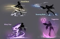 four different silhouettes of the same character