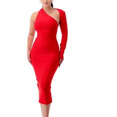 a woman in a red dress is posing for the camera with her hands on her hips