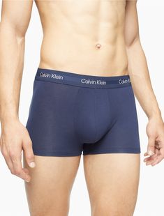 Breathable ultra-soft modal stretch. Crafted from responsibly sourced modal, this Calvin Klein trunk is designed with a super soft recycled logo waistband, a sleek contoured pouch and a turnback hem for a clean finish.  Material: 87% Modal, 13% Elastane. Recycled Logo, Recycle Logo, Soft Modern, Designer Lingerie, Luxury Lingerie, Every Man, Korean Men, Eco Conscious, Trunk