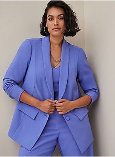 Plus Size Business, Ruched Sleeve Blazer, Best Blazer, Plus Size Blazer, Plus Size Suits, Crepe Blazer, Classic Blazer, Career Wear, Trendy Plus Size