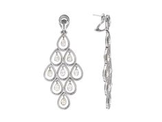 18K white gold chandelier earrings set with eighteen briolette diamonds, two pear shape diamonds, and three-hundred seventy-nine round diamonds. Metal: 18K White Gold Gemstone: Diamonds: 19.83 carats Diamond Chandelier Earrings, Diamond Chandelier, Gold Chandelier Earrings, Gold Chandelier, Pear Shaped Diamond, Pear Shape, Chandelier Earrings, Earrings Set, Pear Shaped