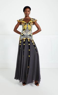 Remi Dress - Black | Dresses and Jumpsuits | Temperley London – Temperley London (INT) Bouquets Of Flowers, High Hips, Temperley London, Printed Silk, Black Dresses, Silk Chiffon, Evening Wear, Silk Printing, Dress Black