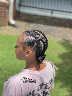 Feed In Braids Criss Cross, Two Stitch Braids Cornrows, Cornrows Going Back Into A Bun, Feedin Braids Into Low Bun, Four Feed In Braids With Bun, 8 Feed Ins Braids, 6 Straight Back Feed In Braids With Design, 4 Feedin Braids Style, 5 Braids Cornrows