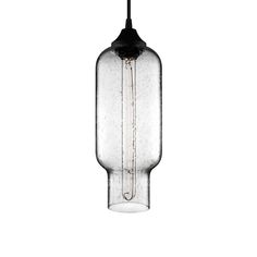 Niche Effervescent Pharos Pendant Light - Modern Seeded Glass Lighting Polished Nickel Hardware, Drum Pendant Lighting