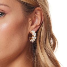 Pearl Cluster Pierced Hoop Earrings – The Well Appointed House