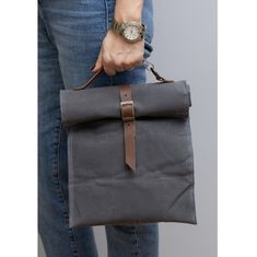 ✽ Heavy Duty&Durable : The outside of the lunch bag is made of 20 OZ WAXED CANVAS water resistant fabric for very high durability. The edges are closed with DOUBLE STITCHED for long life. Vegetable tanned 5-6 OZ GENUINE LEATHER are secured to the bag with high quality metal accessories to carry your meals safely. ✽ Large Capacity : 10''L x 6.3''W x 10.2''H Large capacity lunch bag is enough to fit all your snacks, drinks, sandwiches, fruits or vegetables. You can take it to the office, schoo Portable Rectangular Lunch Bag As Gift, Rectangular Portable Lunch Bag For Gift, Portable Rectangular Lunch Bag For Gift, Rectangular Lunch Bag Gift, Rectangular Portable Lunch Bag, Portable Rectangular Lunch Bag For Everyday Use, Large Capacity Rectangular Lunch Box Gift, Gift Rectangular Large Capacity Lunch Box, Portable Rectangular Lunch Box For Outdoor