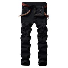 Zip Fly Straight Jeans with Extreme Rips - Black - 3C32081816 - Men's Clothing, Men's Bottoms, Men's Jeans  #MensJeans #Men's #Clothing # #Men's #Bottoms # #Men's #Jeans Extreme Ripped Jeans, Ripped Jeans Men, Mens Fashion Wear, Mens Fashion Rugged, Cheap Jeans, Black Ripped Jeans, Outfit Jeans, Long Jeans, Jeans Online