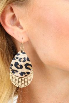 Unleash your wild side with these animal print teardrop earrings, paired with a shiny metal background that effortlessly transitions your look from daytime fun to a wild night out. Additional Information Style: Casual Occasion: Concert/Festival, Work Wear Length: 2.5" Material & Care Lead Compliant Please note that colors may appear differently on screens and may vary slightly from the actual product due to screen settings and lighting conditions. Patterns may vary. Materials may have natural va Wild Night, Metal Background, Heeled Mules Sandals, Concert Festival, Flannel Jacket, Curvy Dress, Design Silver, Mini Dress Party, Teardrop Earrings