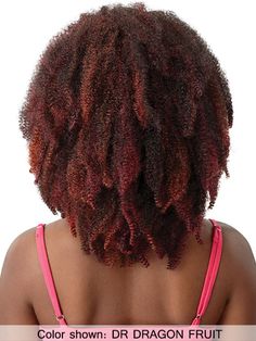 Pretty Quick Pony TAJO Ponytail. Heat resistant fiber. Colors shown are DR DRAGON FRUIT, 1B Hair is safe to curl or flat iron up to 400F. 16" afro curl style ponytail. One size fits all. Manufactured by Outre. Big Curly Ponytail, Human Hair Crochet, 1b Hair, Clip In Fringe, Clip In Weave, Ponytail Wrap, Afro Curls, Curly Ponytail, Clip In Ponytail