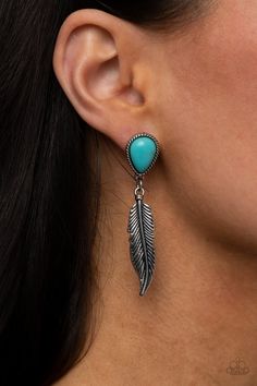 Totally Tran-QUILL - Blue Turquoise Teardrop Feather Earrings - Paparazzi Paparazzi Jewelry Images, Feather Charms, Silver Feather, Paparazzi Accessories, Chic Jewelry, Paparazzi Jewelry, Feather Earrings, Blue Earrings, Turquoise Earrings