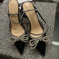 After Five Fashion Black Rhinestone Heels For Spring, Chic Black Heels For Dinner, Tory Burch Pumps, Croc Heels, Black Lace Up Heels, Purple Pumps, Tie Up Sandals, Tie Up Heels, Leopard Pumps