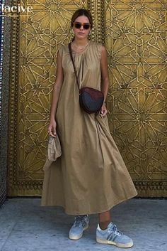 43653656903724|43653656936492|43653656969260 Bohemian Sleeveless Solid Color Maxi Dress, Bohemian Sleeveless Maxi Dress In Solid Color, Casual Brown Sleeveless Maxi Dress, Casual Ankle-length Summer Dresses, Casual Brown A-line Maxi Dress, Brown Solid Color Maxi Dress, Casual Sleeveless Long Dress For Vacation, Casual Long Sleeveless Dress For Vacation, Casual Brown Maxi Dress For Daywear