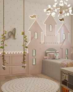 Baby girl nursery princess theme bedroom baby girl nursery room ideas grey pink accent walls Princess Theme Bedroom, Princess Kids Room, Girls Princess Room, Disney Princess Room, Princess Room Decor, Luxury Kids Bedroom, Wallpapers Home, Disney Room Decor, Toddler Bedroom Girl